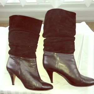 Mid-Calf Leather & Suede 9 M Boots
